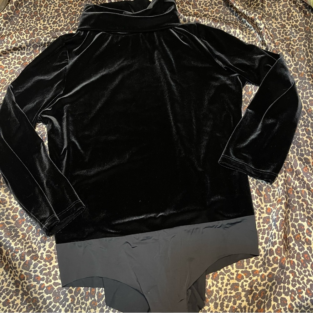 L'AGENCE Aida Turtleneck Black Crushed Velvet Bodysuit